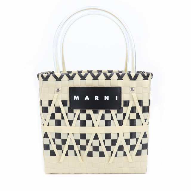 マルニ バッグ Marni Market ステンシルバッグ ブラック ホワイト カゴ ...